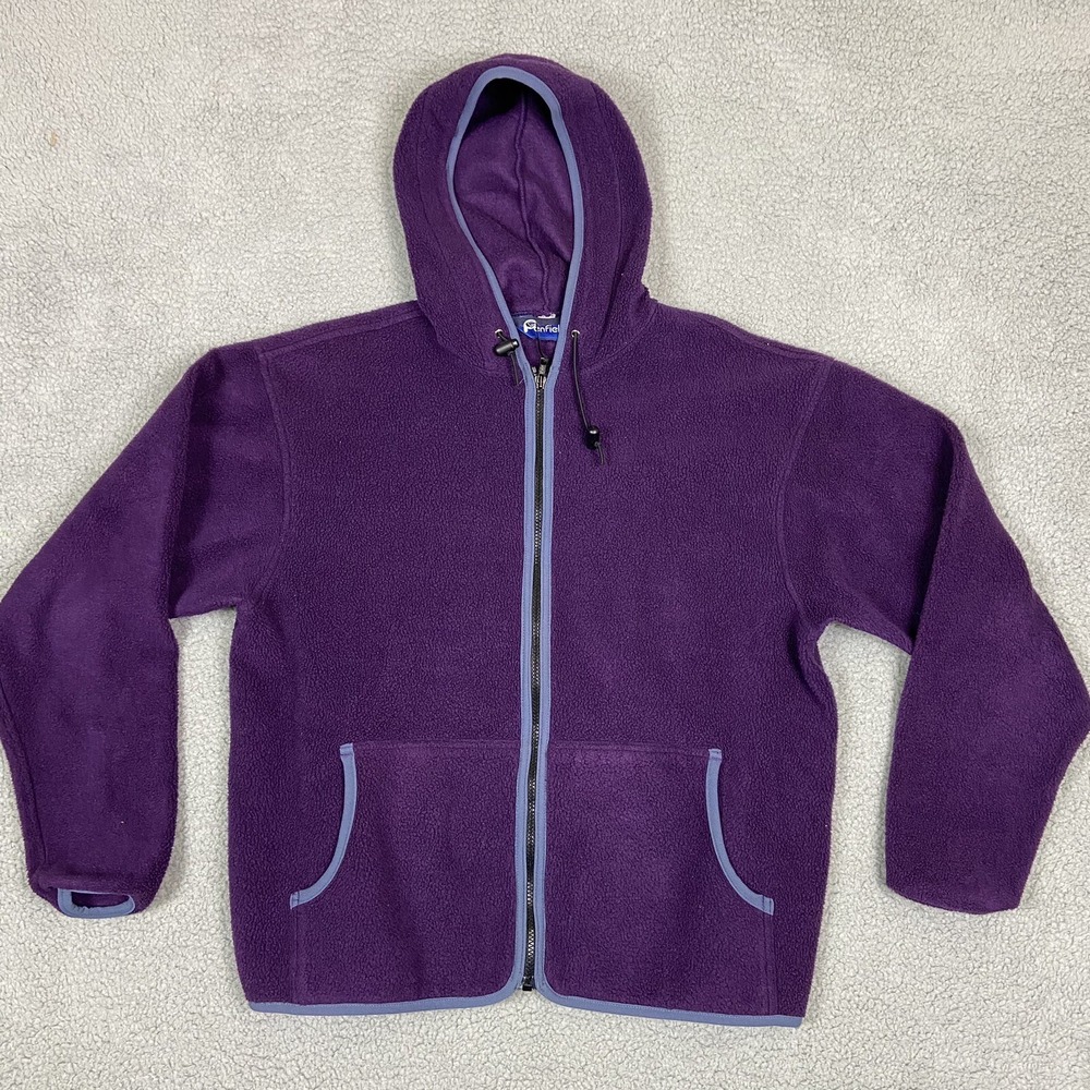 Penfield Womens Sz Large Fleece Jacket Full Zip Hooded Polartec Purple USA Made